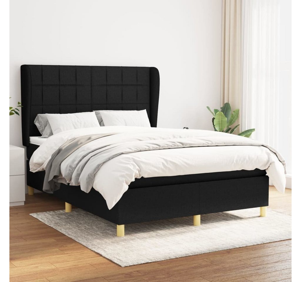 furnicato Bett Boxspringbett mit Matratze Schwarz 140x200 cm Stoff von furnicato