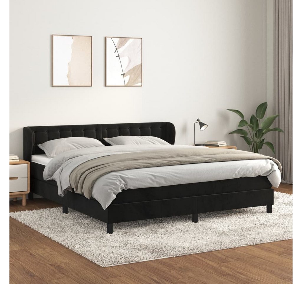 furnicato Bett Boxspringbett mit Matratze Schwarz 160x200 cm Samt von furnicato