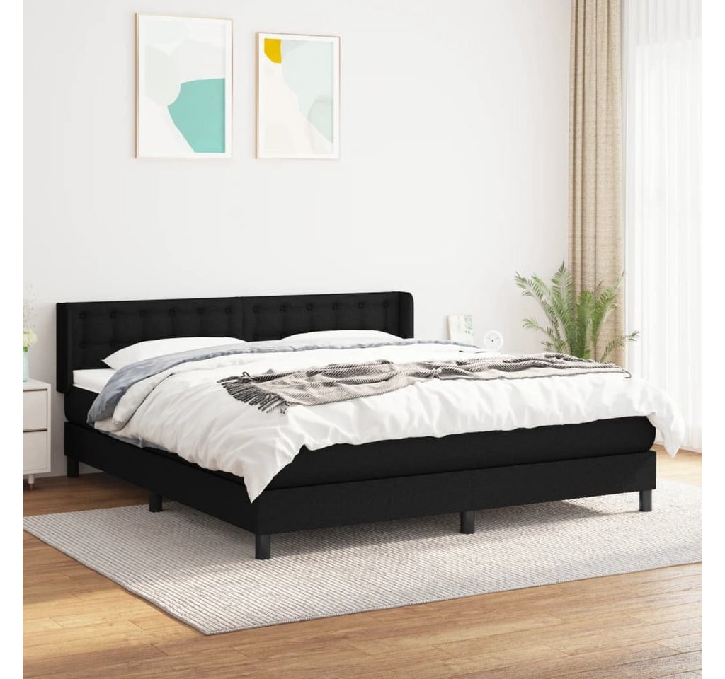 furnicato Bett Boxspringbett mit Matratze Schwarz 160x200 cm Stoff von furnicato