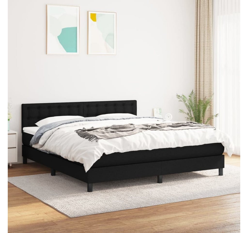 furnicato Bett Boxspringbett mit Matratze Schwarz 160x200 cm Stoff von furnicato