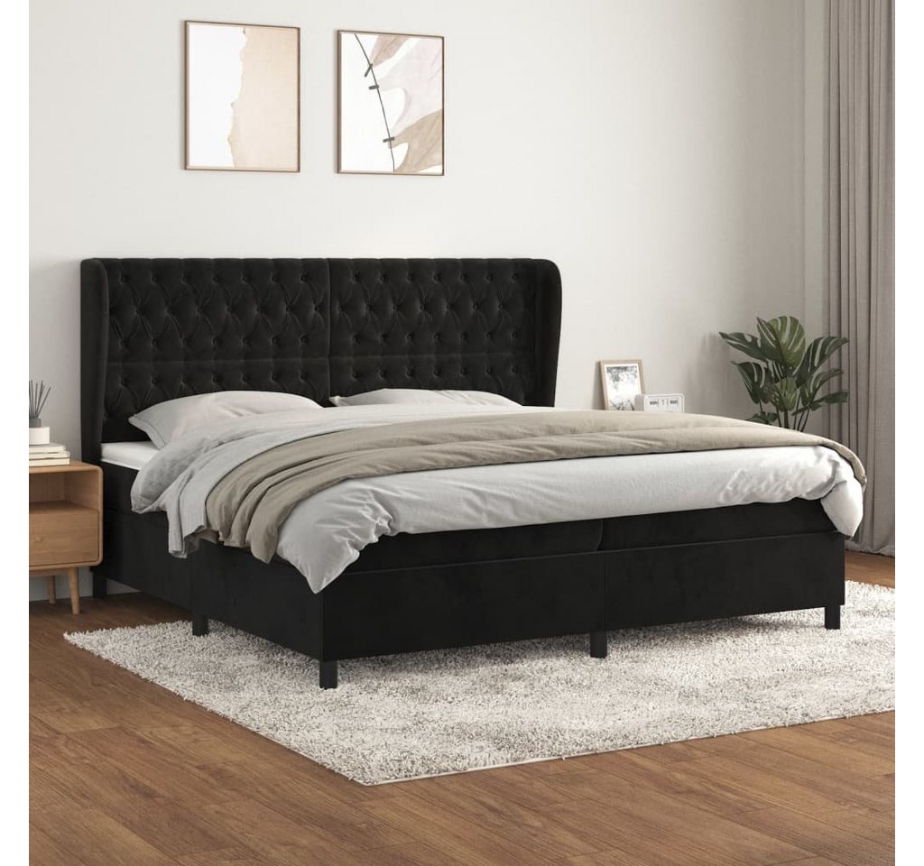 furnicato Bett Boxspringbett mit Matratze Schwarz 200x200 cm Samt von furnicato