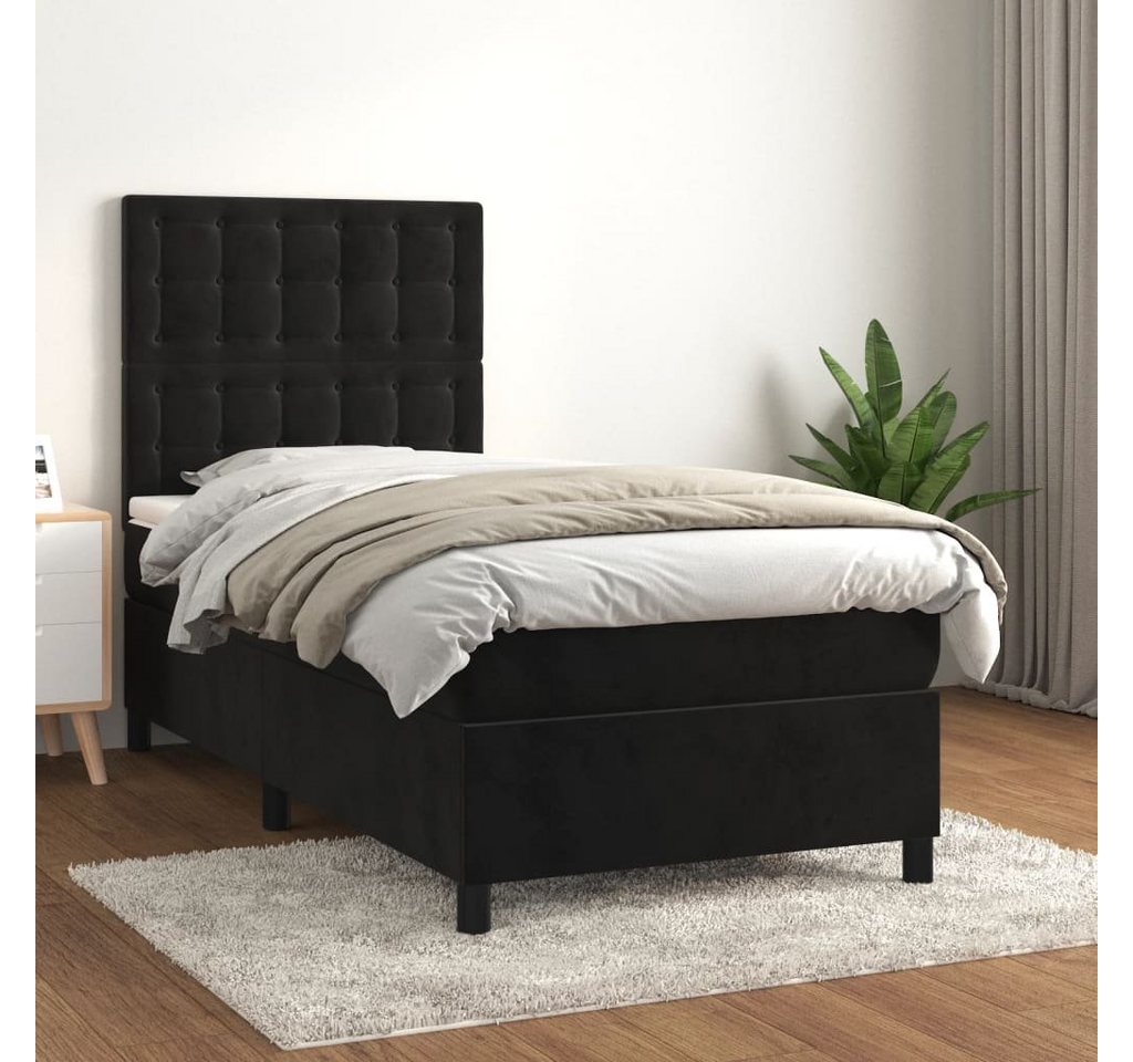 furnicato Bett Boxspringbett mit Matratze Schwarz 80x200 cm Samt von furnicato