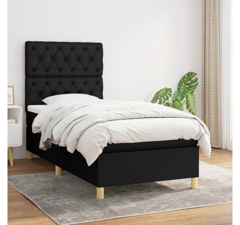 furnicato Bett Boxspringbett mit Matratze Schwarz 80x200 cm Stoff von furnicato