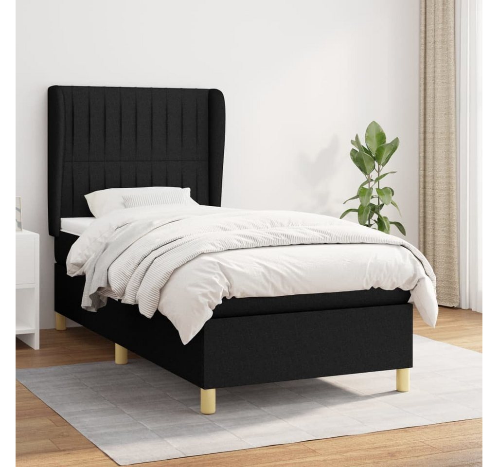 furnicato Bett Boxspringbett mit Matratze Schwarz 80x200 cm Stoff von furnicato