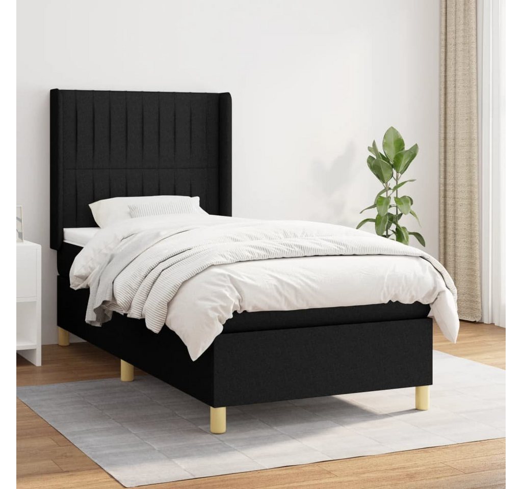 furnicato Bett Boxspringbett mit Matratze Schwarz 90x190 cm Stoff von furnicato