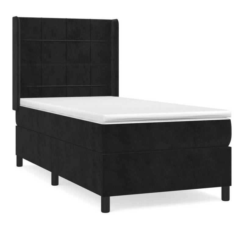 furnicato Bett Boxspringbett mit Matratze Schwarz 90x200 cm Samt von furnicato