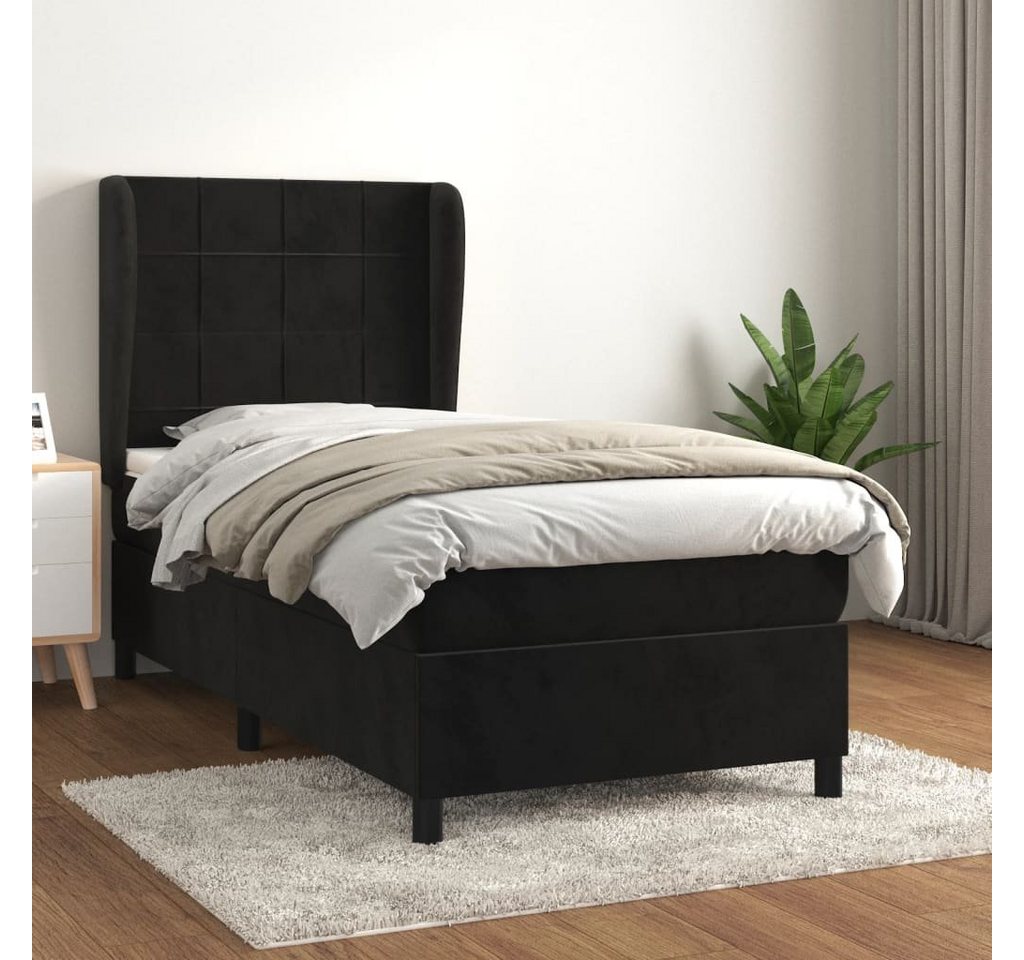 furnicato Bett Boxspringbett mit Matratze Schwarz 90x200 cm Samt von furnicato