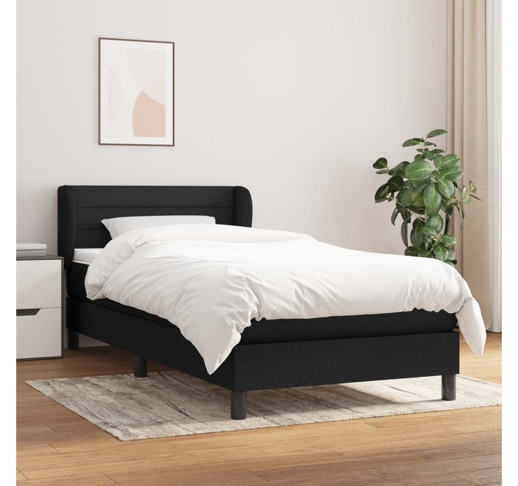 furnicato Bett Boxspringbett mit Matratze Schwarz 90x200 cm Stoff von furnicato