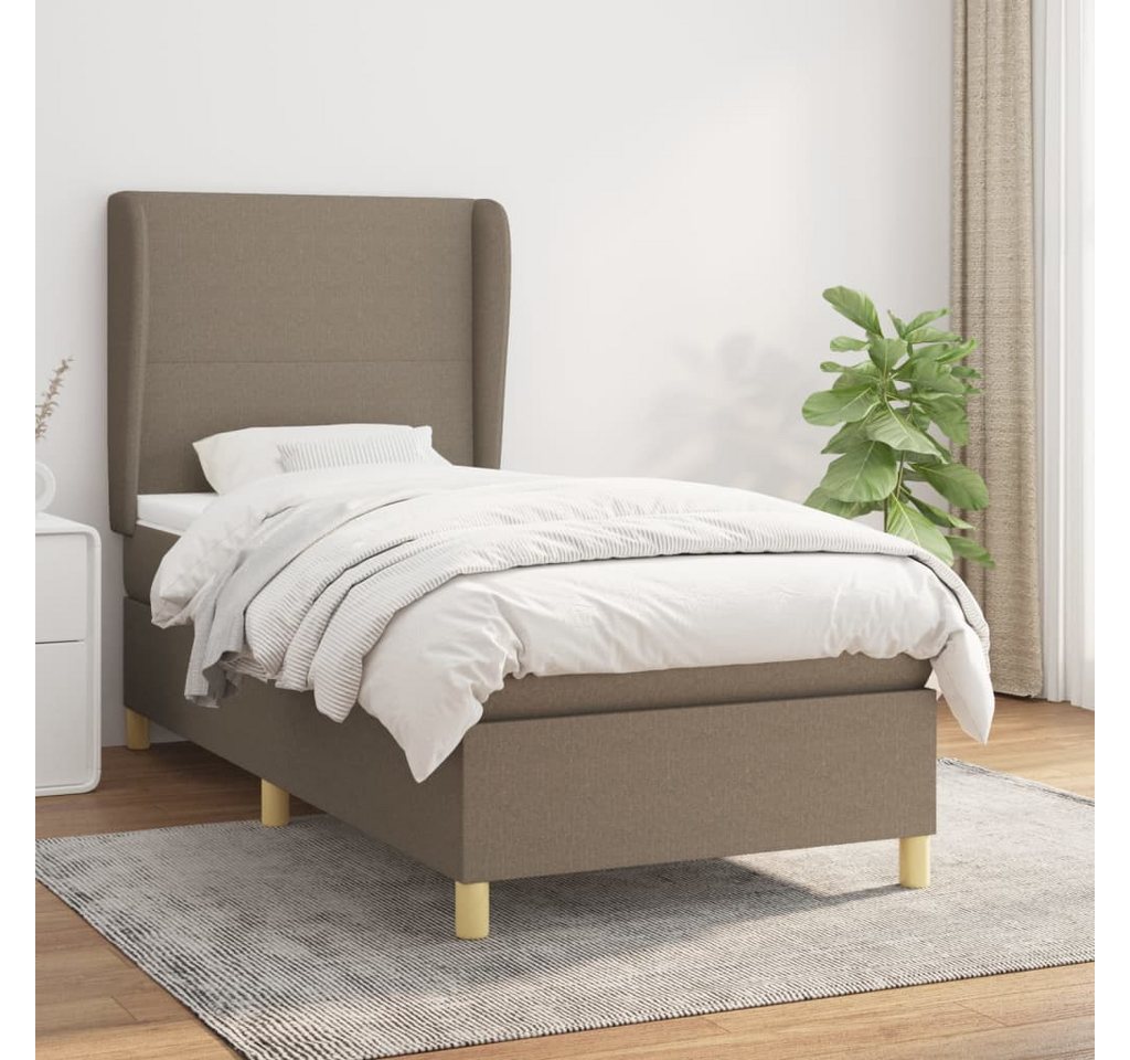 furnicato Bett Boxspringbett mit Matratze Taupe 100x200 cm Stoff von furnicato