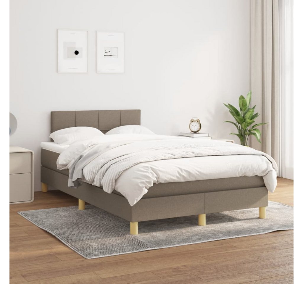 furnicato Bett Boxspringbett mit Matratze Taupe 120x200 cm Stoff von furnicato