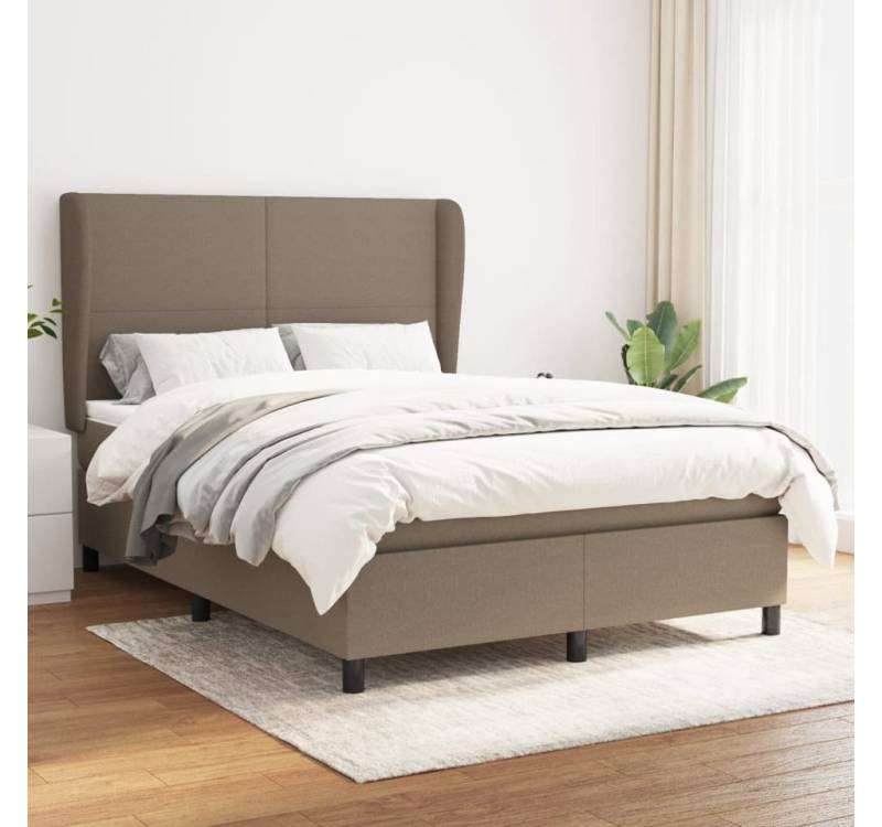 furnicato Bett Boxspringbett mit Matratze Taupe 140x200 cm Stoff von furnicato