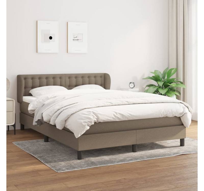furnicato Bett Boxspringbett mit Matratze Taupe 140x200 cm Stoff von furnicato