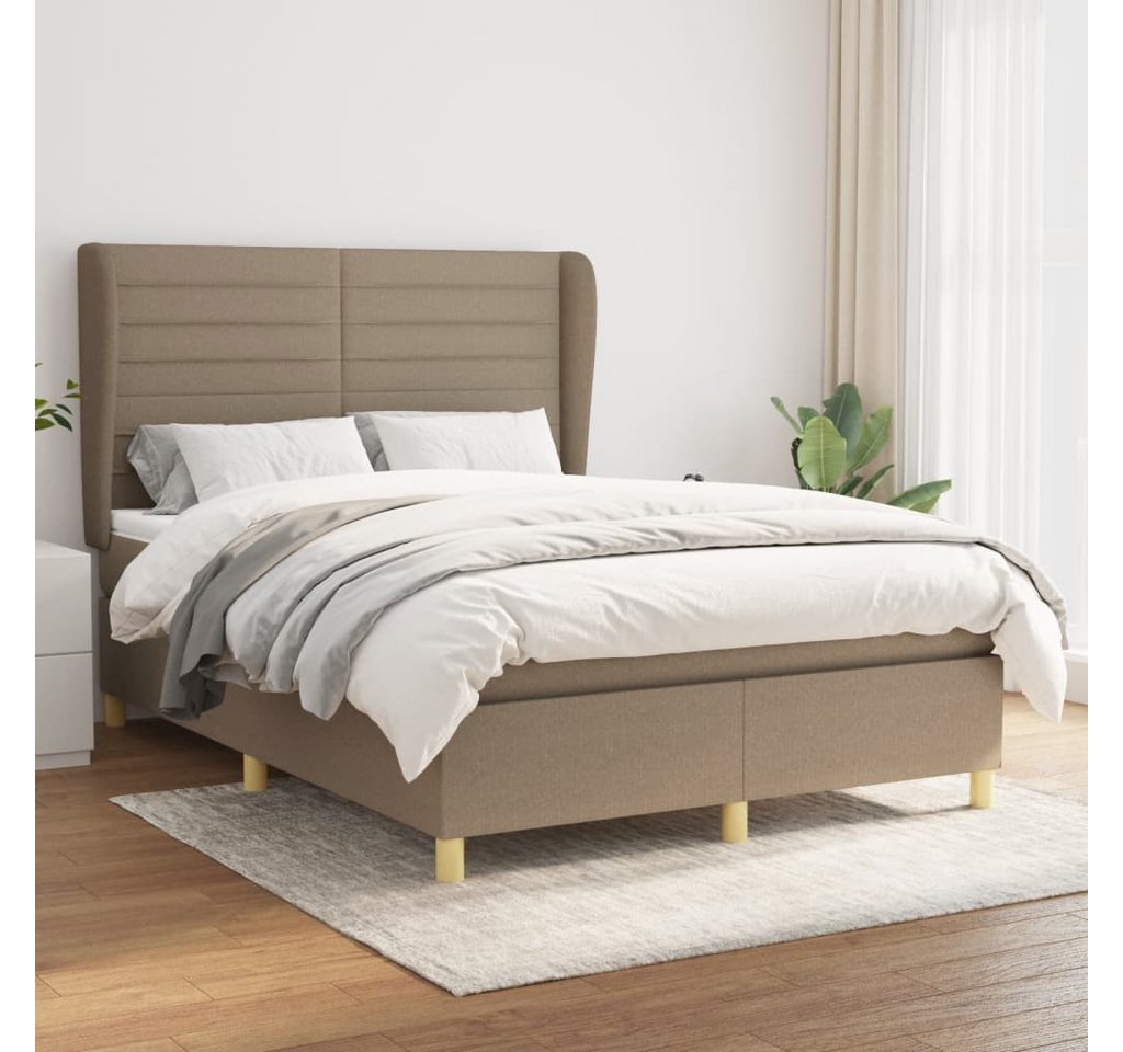 furnicato Bett Boxspringbett mit Matratze Taupe 140x200 cm Stoff von furnicato