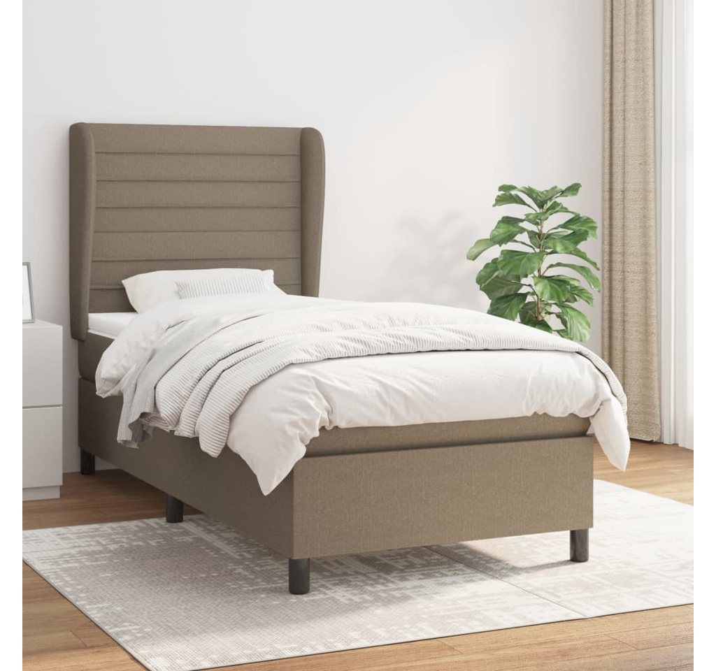 furnicato Bett Boxspringbett mit Matratze Taupe 90x200 cm Stoff von furnicato