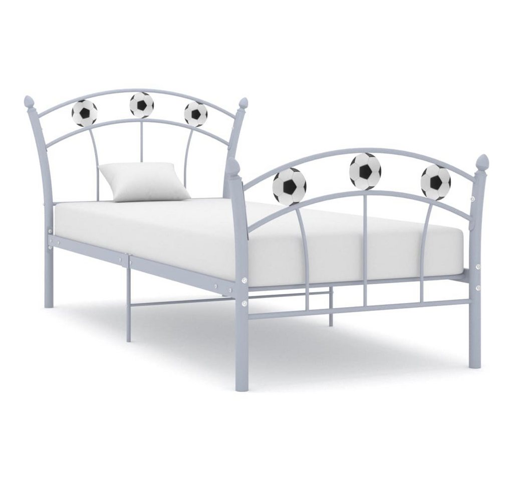 furnicato Bett Einzelbett mit Fußball-Design Grau Metall 90x200 cm von furnicato