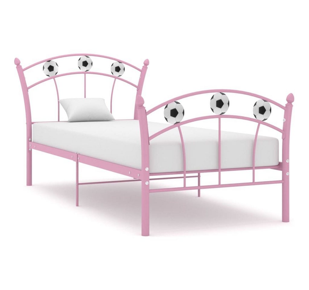 furnicato Bett Einzelbett mit Fußball-Design Rosa Metall 90x200 cm von furnicato