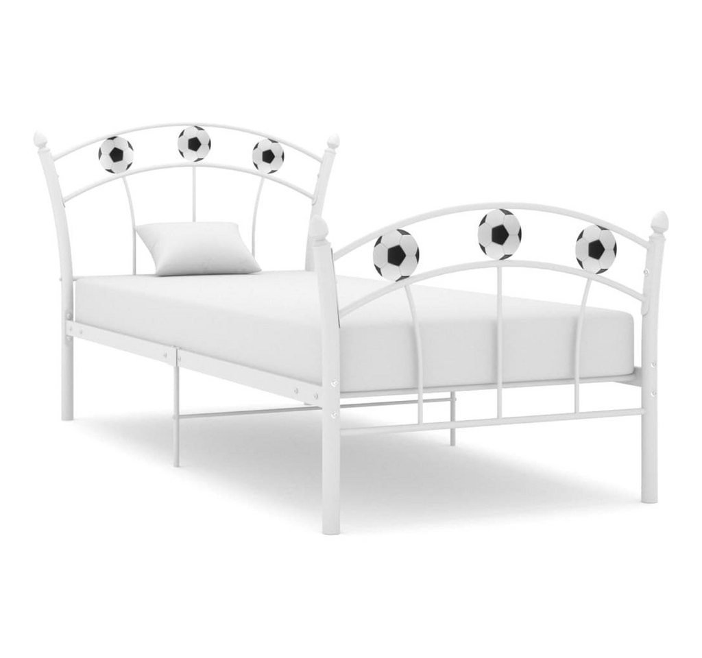 furnicato Bett Einzelbett mit Fußball-Design Weiß Metall 90x200 cm von furnicato