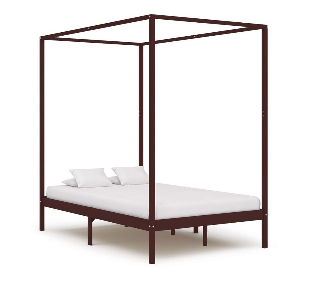 furnicato Bett Himmelbett-Gestell Dunkelbraun Massivholz Kiefer 120 x 200 cm von furnicato