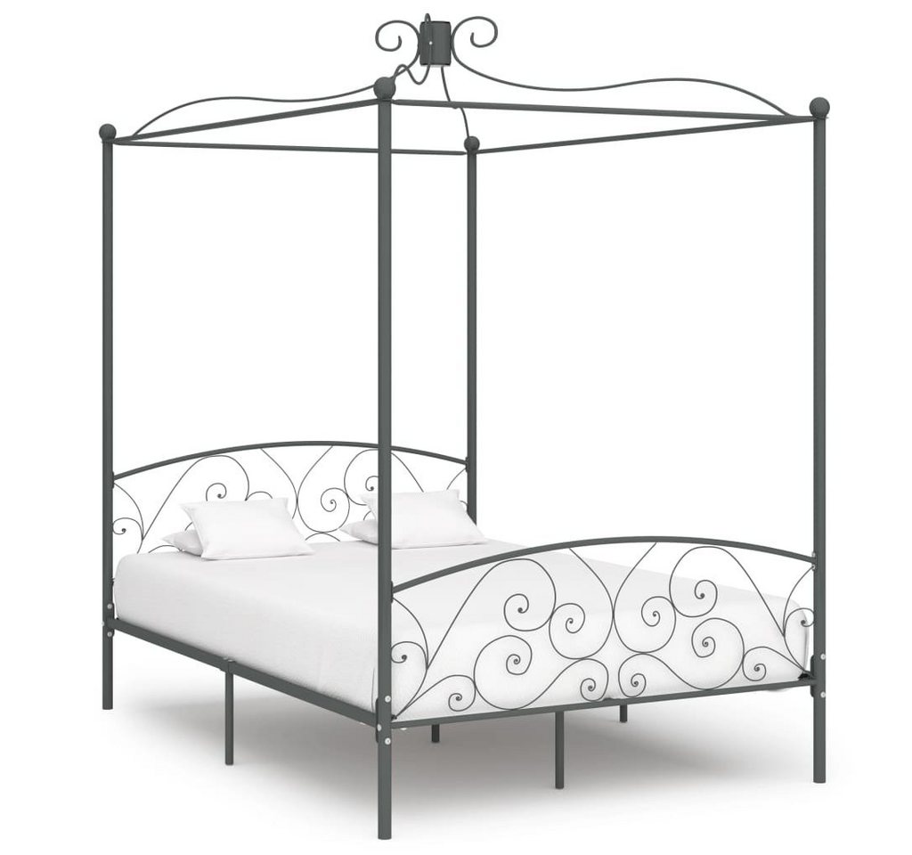 furnicato Bett Himmelbett-Gestell Grau Metall 140 x 200 cm von furnicato