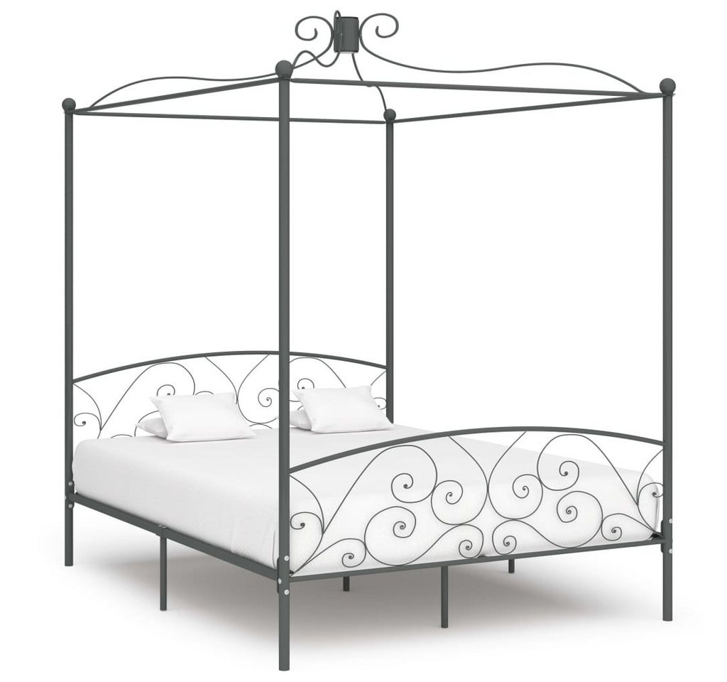 furnicato Bett Himmelbett-Gestell Grau Metall 180 x 200 cm von furnicato