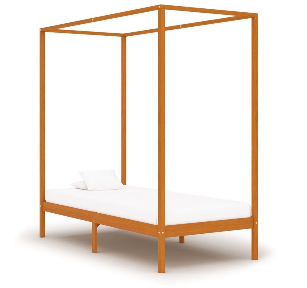 furnicato Bett Himmelbett-Gestell Honigbraun Massivholz Kiefer 100 x 200 cm von furnicato