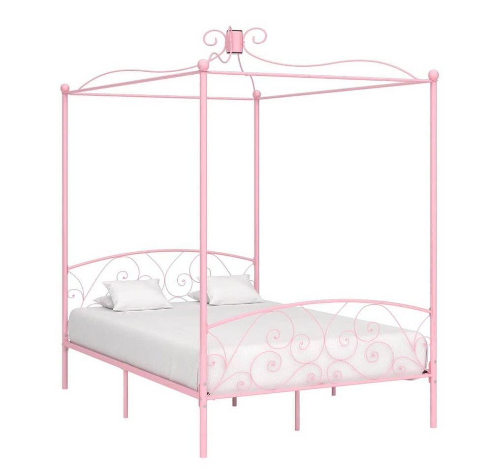 furnicato Bett Himmelbett-Gestell Rosa Metall 120 x 200 cm von furnicato