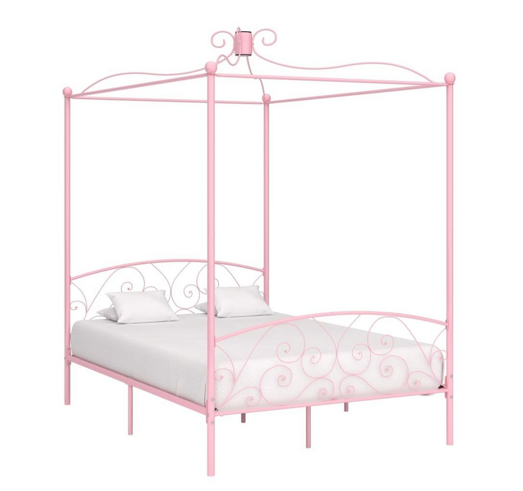 furnicato Bett Himmelbett-Gestell Rosa Metall 140 x 200 cm von furnicato