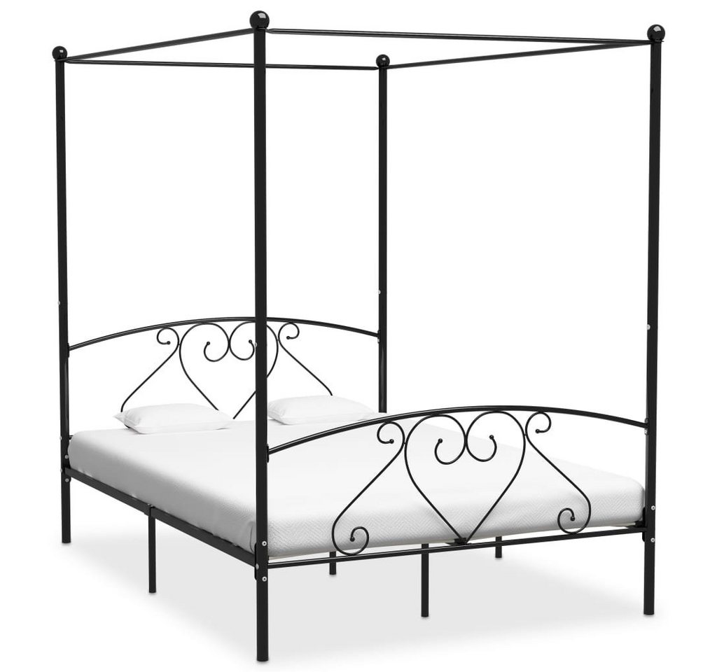 furnicato Bett Himmelbett-Gestell Schwarz Metall 140 x 200 cm von furnicato