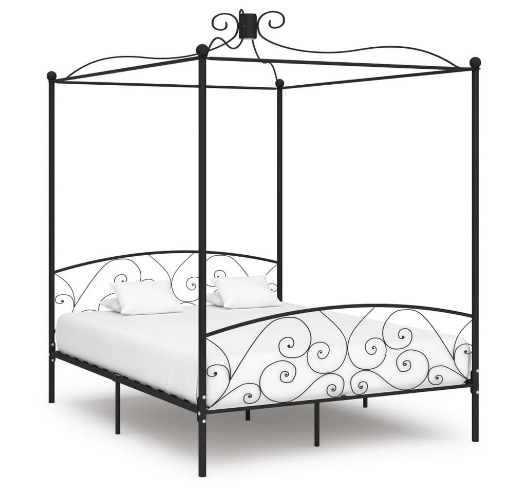 furnicato Bett Himmelbett-Gestell Schwarz Metall 180 x 200 cm von furnicato