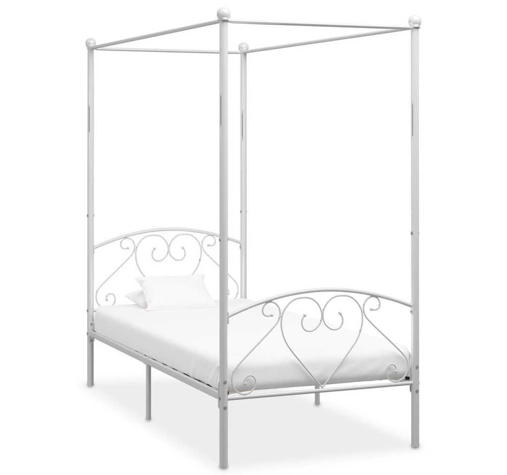 furnicato Bett Himmelbett-Gestell Weiß Metall 100 x 200 cm von furnicato