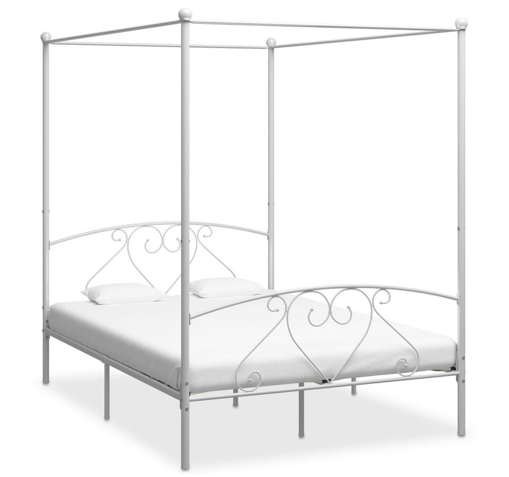 furnicato Bett Himmelbett-Gestell Weiß Metall 140 x 200 cm von furnicato