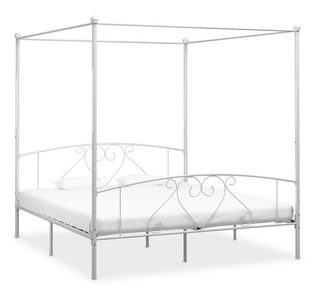 furnicato Bett Himmelbett-Gestell Weiß Metall 180 x 200 cm von furnicato