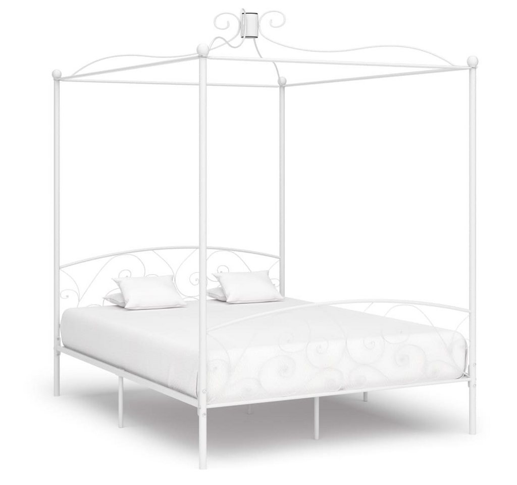 furnicato Bett Himmelbett-Gestell Weiß Metall 180 x 200 cm von furnicato