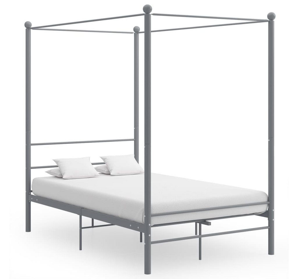 furnicato Bett Himmelbett Grau Metall 120x200 cm von furnicato