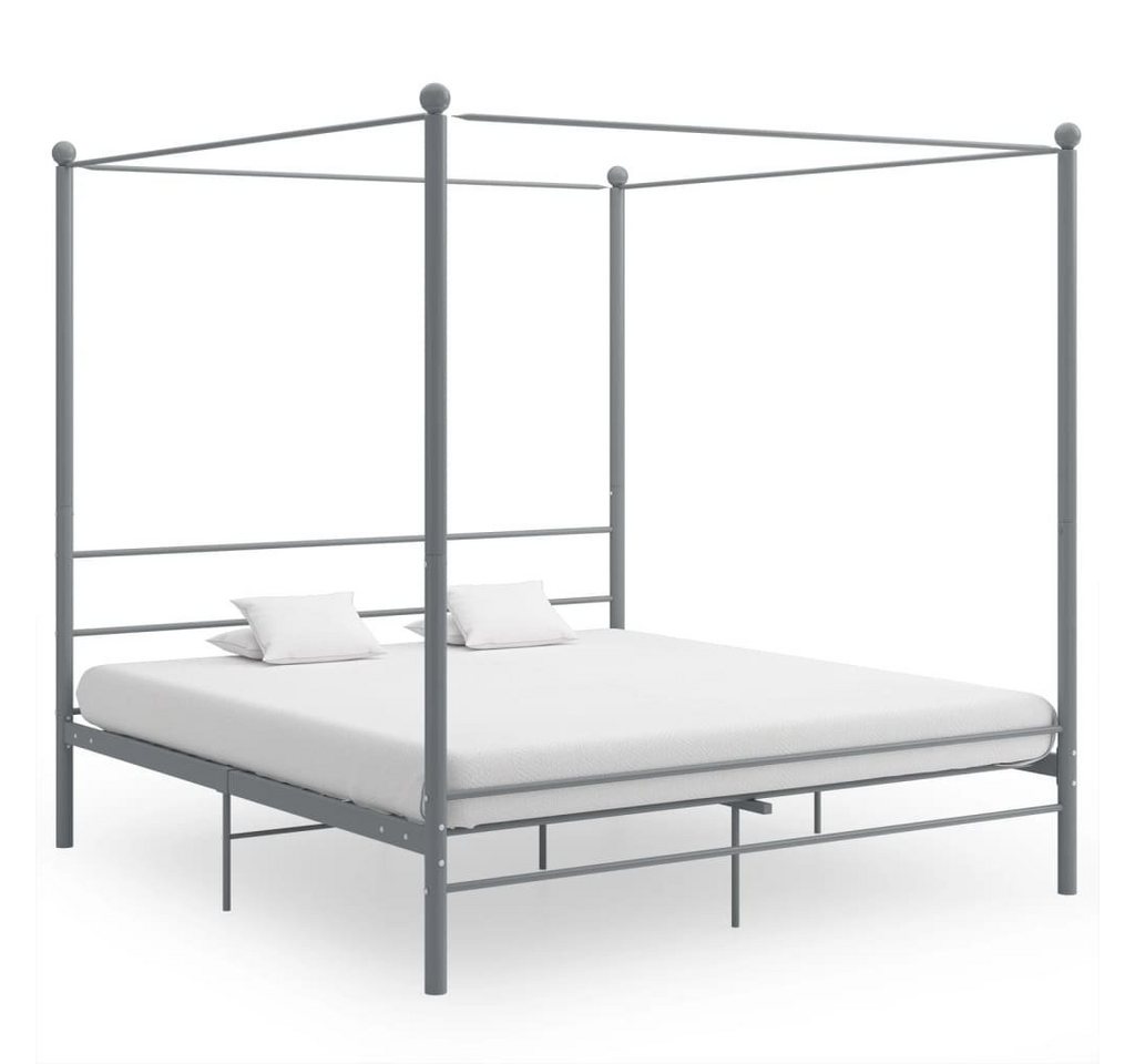 furnicato Bett Himmelbett Grau Metall 180x200 cm von furnicato