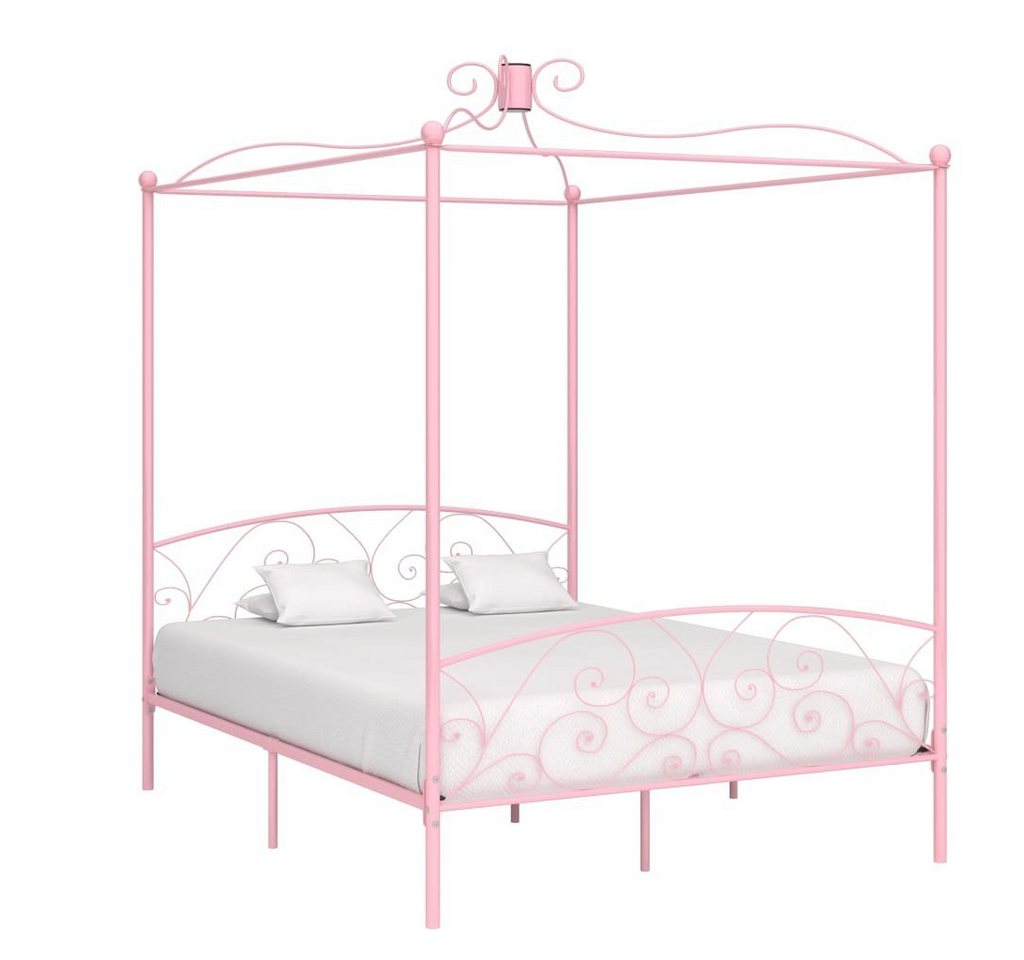 furnicato Bett Himmelbett Rosa Metall 180x200 cm von furnicato