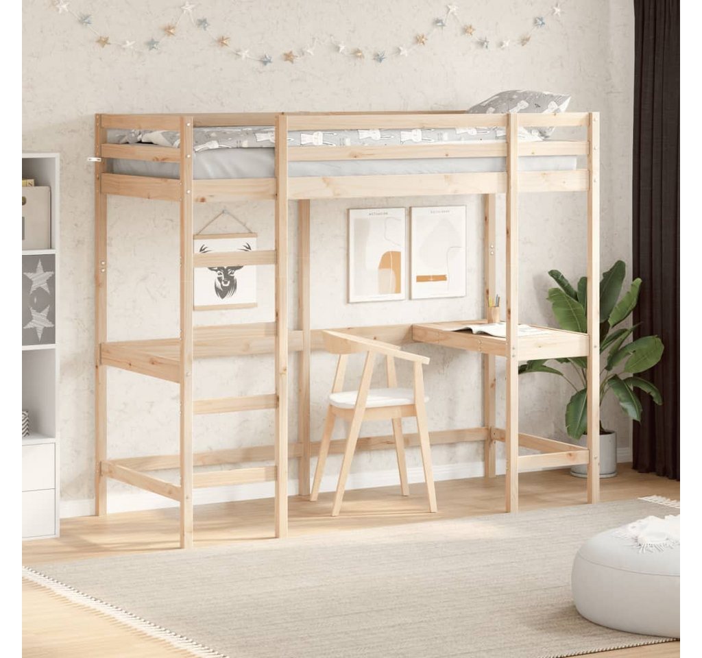 furnicato Bett Hochbett mit Schreibtisch 75x190 cm Massivholz Kiefer (1-tlg) von furnicato