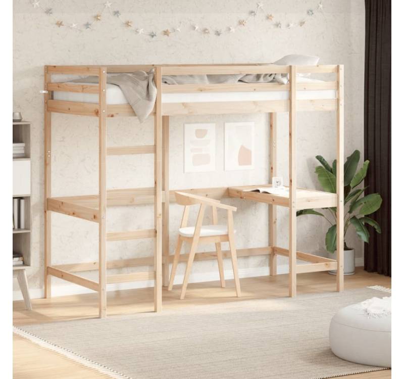 furnicato Bett Hochbett mit Schreibtisch 90x200 cm Massivholz Kiefer (1-tlg) von furnicato