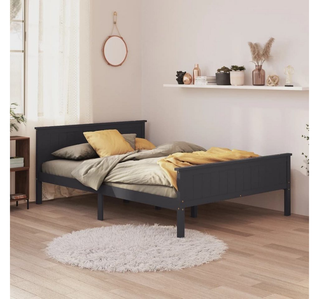 furnicato Bett Massivholzbett Grau Kiefer 140x200 cm von furnicato