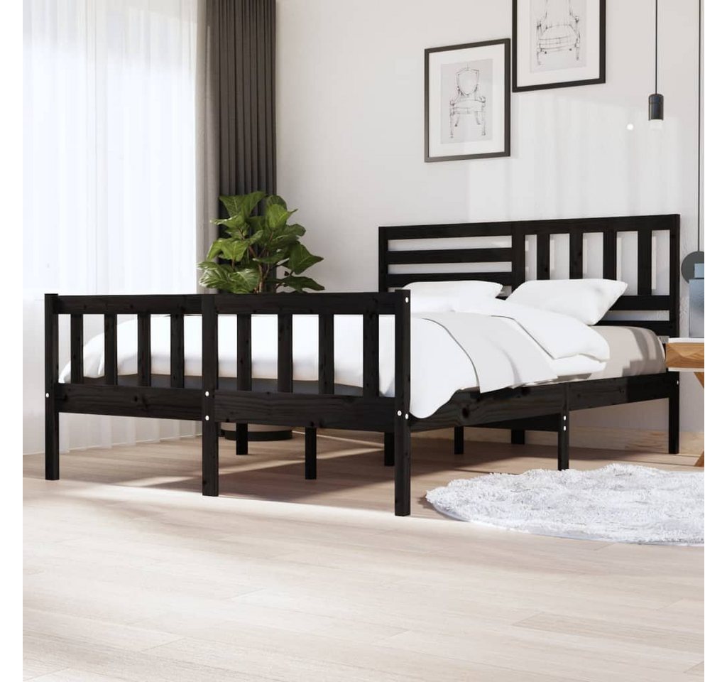 furnicato Bett Massivholzbett Schwarz 160x200 cm von furnicato