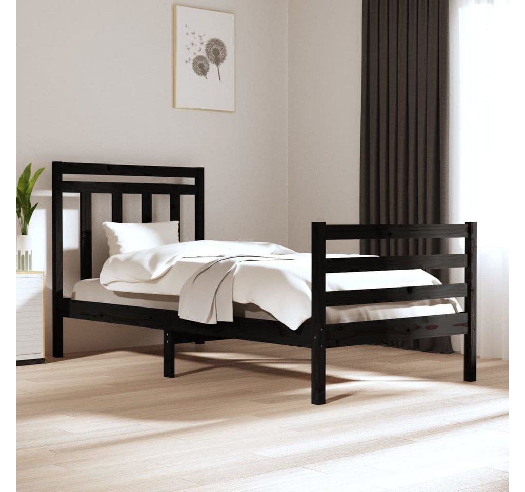 furnicato Bett Massivholzbett Schwarz 90x200 cm von furnicato