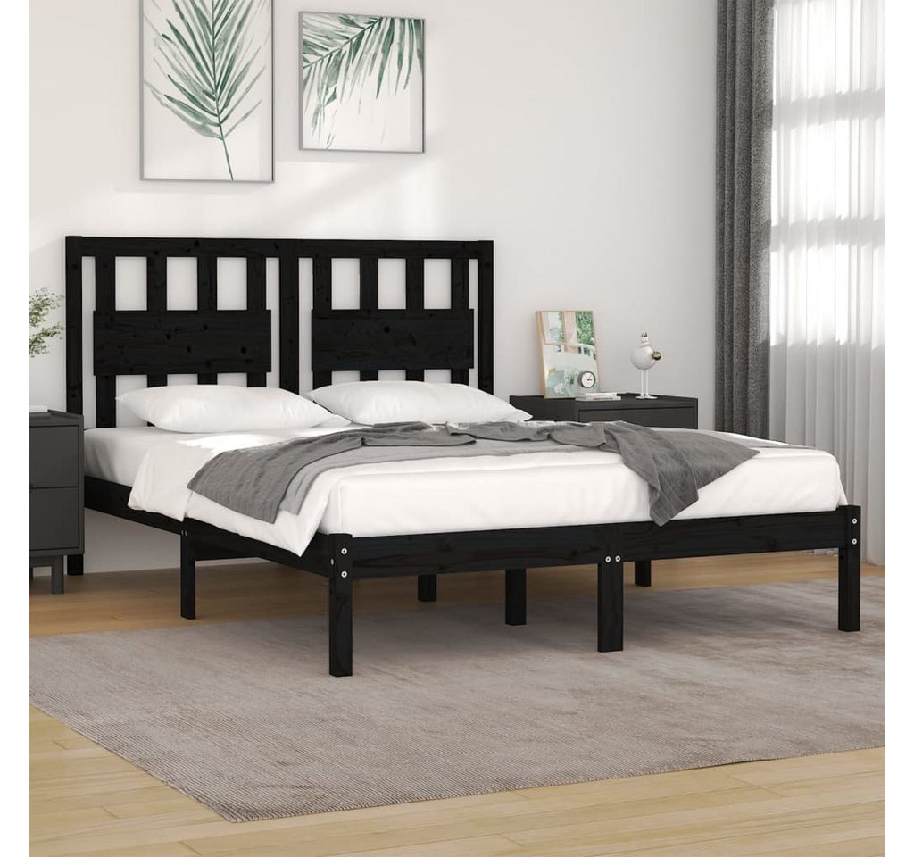 furnicato Bett Massivholzbett Schwarz Kiefer 140x190 cm von furnicato