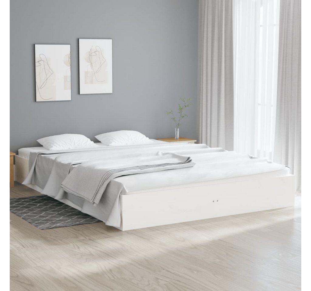 furnicato Bett Massivholzbett Weiß 150x200 cm von furnicato