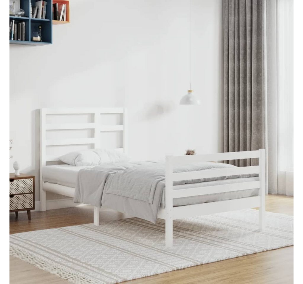 furnicato Bett Massivholzbett Weiß 90x200 cm von furnicato