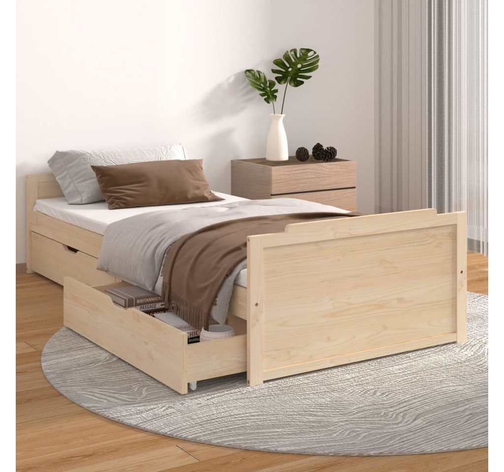 furnicato Bett Massivholzbett mit Schubladen Kiefer 90x200 cm von furnicato