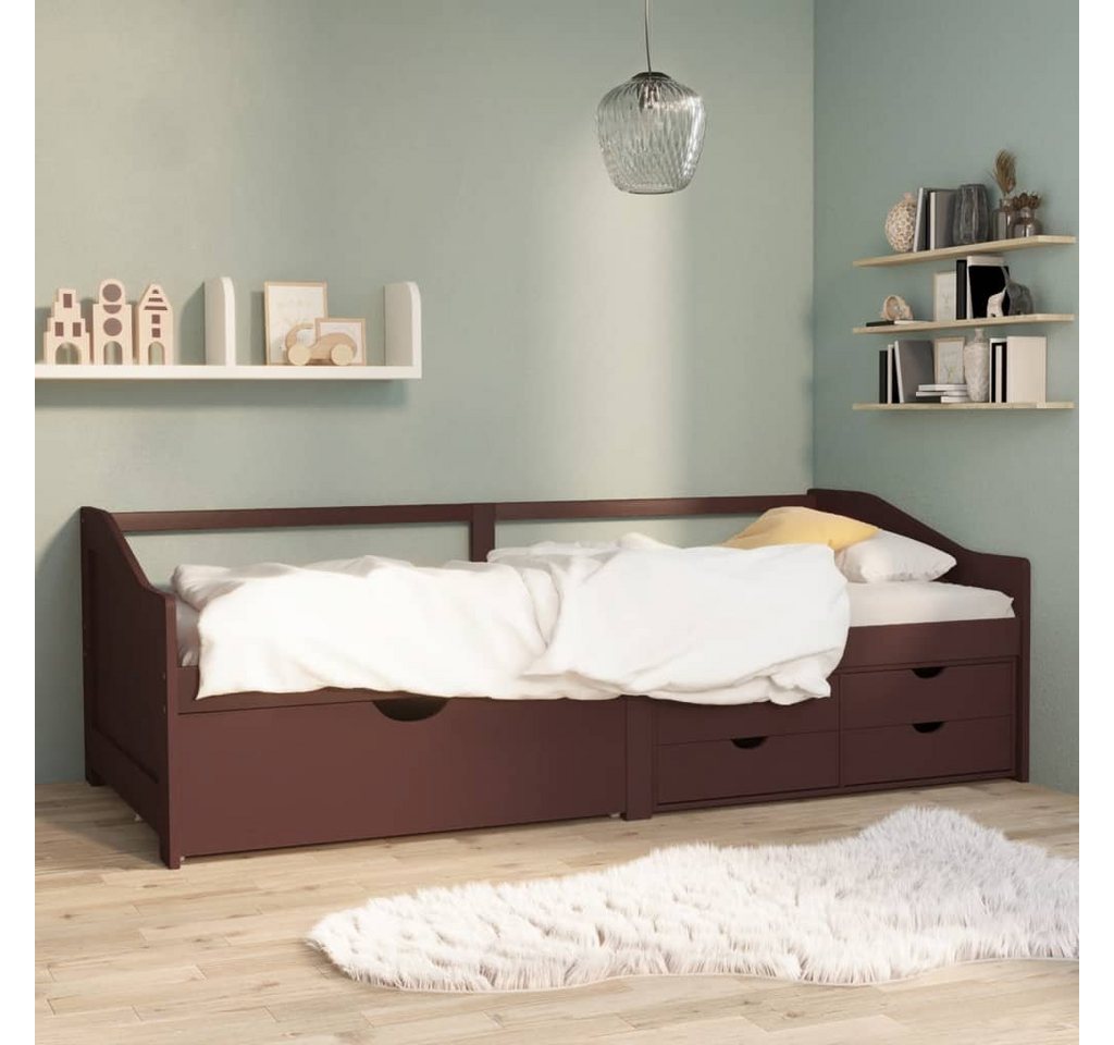 furnicato Bett Tagesbett 3-Sitzer Schubladen Dunkelbraun Kiefernholz 90x200 cm von furnicato