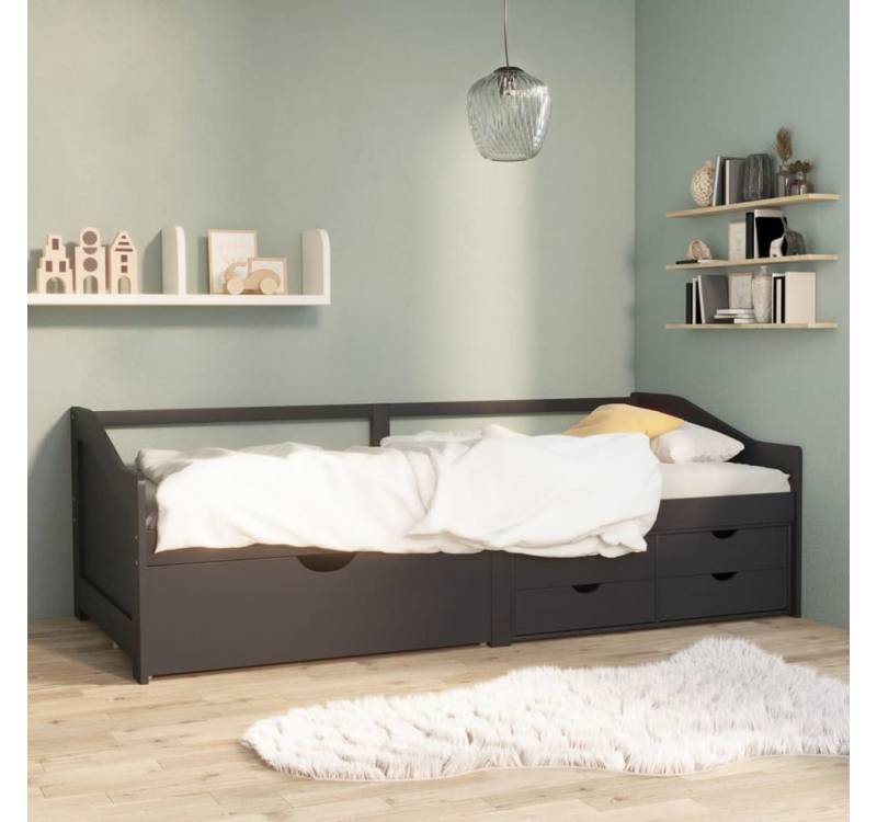 furnicato Bett Tagesbett 3-Sitzer mit Schubladen Grau Kiefernholz 90x200 cm (1-tlg) von furnicato