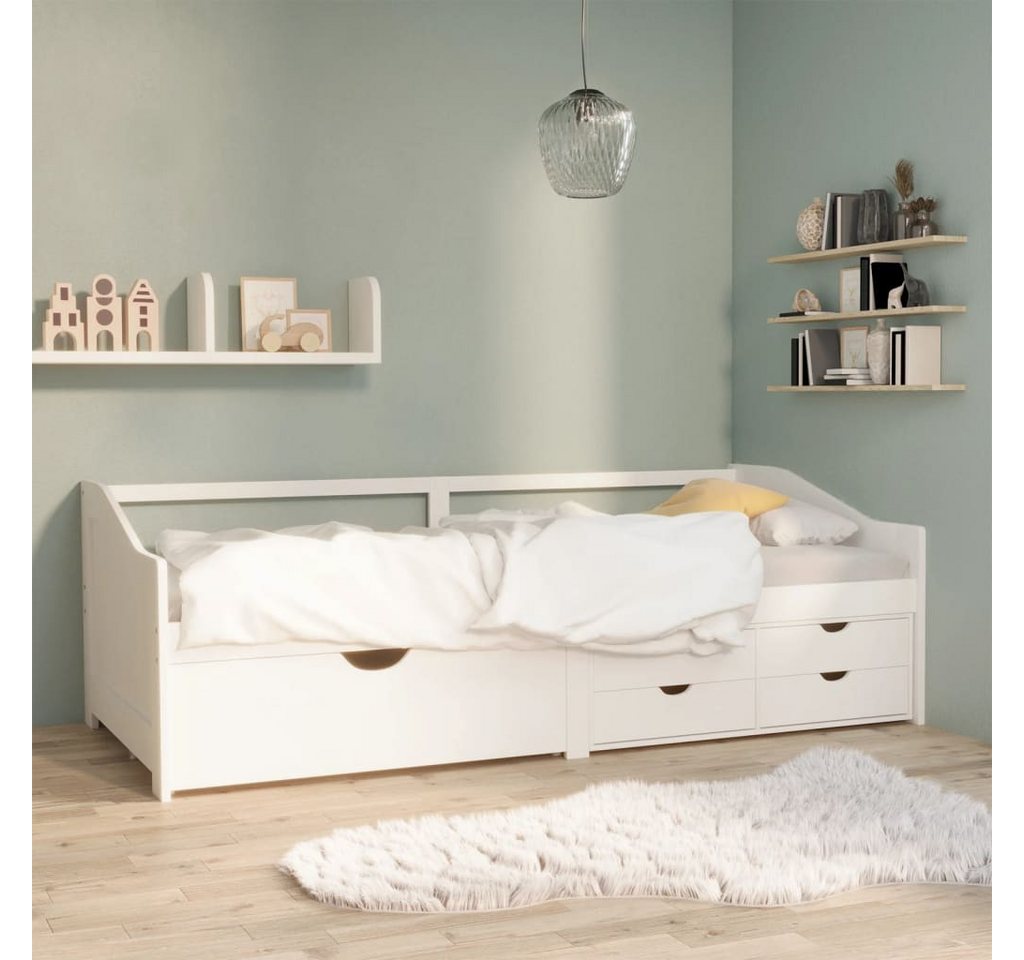 furnicato Bett Tagesbett 3-Sitzer mit Schubladen Weiß Kiefernholz 90x200 cm (1-tlg) von furnicato