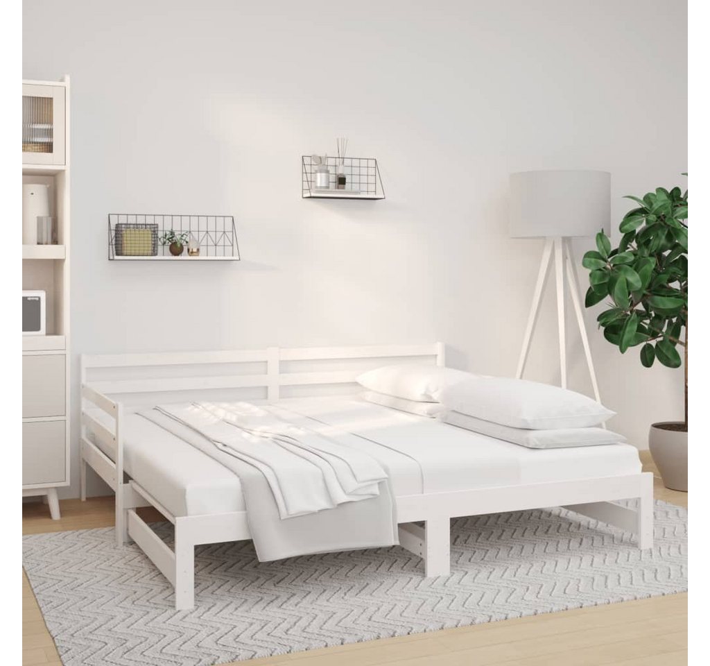 furnicato Bett Tagesbett Ausziehbar Weiß 2x(90x190) cm Massivholz Kiefer von furnicato