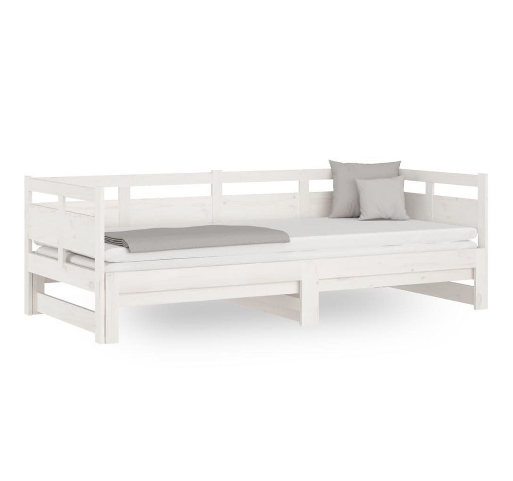 furnicato Bett Tagesbett Ausziehbar Weiß Massivholz Kiefer 2x(80x200) cm (1-tlg) von furnicato